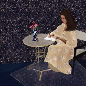 Elegant Woman Writing by Osheensgallery