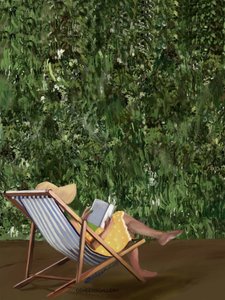 Reading in the Garden by Osheensgallery