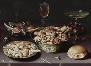 Still Life with Sweets, Chestnuts and a Bread Roll