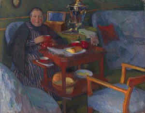 Woman Drinking Tea by Osip Emmanuilovich Braz