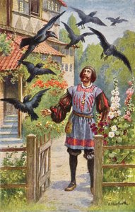 The angry father, having cursed his seven sons, sees them all turned into ravens by Oskar Herrfurth