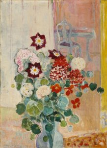 Bouquet with Dahlias and Nasturtiums by Oskar Moll
