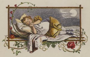 Little Girl Asleep in Her Bed at Night