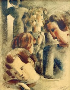 Bright Group with Blue Blonde by Oskar Schlemmer