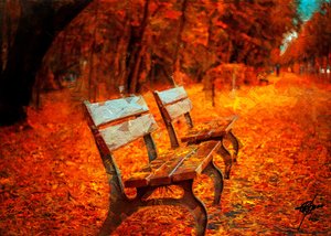 Quiet Autumn Benches by Osvaldo Russo