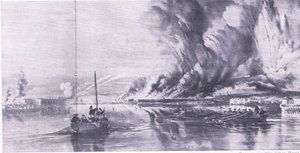 The fall of Sevastopol and the retreat of the Russians, 8 September 1855 by Oswald Walters Brierly