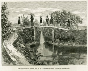 A missionary in turn. Engraving to illustrate the story Trente mois au Tonkin, in 1884, by Doctor Paul Hocquard, in le tour du monde 1890, under the direction of Edouard Charton, Hachette, Paris.