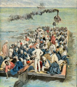 Embarkation on the Ship Hospital of the Wounded of the Expedition of Madagascar in 1896 (Engraving)