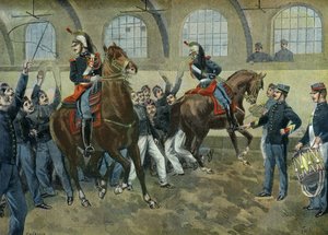 The Republican Guards Train the Horses to Noise and Crowds, Paris by Oswaldo Tofani