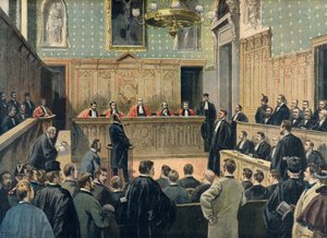 The Assize Court during the Panama Scandal Trial in 1898 (Engraving) by Oswaldo Tofani