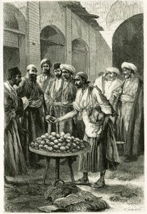 The Fishing Merchant in Kachan (Teheran Province, Iran) (engraving by Tofani, from a photograph, to illustrate the story 