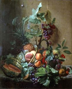 Still Life of a Melon, Plums, Peaches