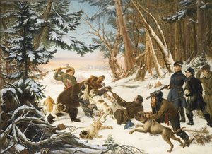 The Tsarevich Alexander Nikolaevich on a Bear Hunt on the Outskirts of Moscow by Otto Grashof