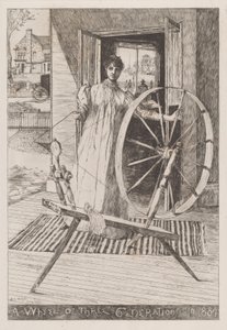 At the Spinning Wheel, c. 1884 by Otto Henry Bacher