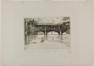 Ponte Vecchio, Destroyed Plate by Otto Henry Bacher