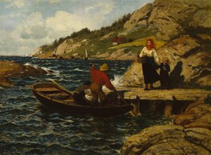 Fisherman, Woman and Child by the Quay