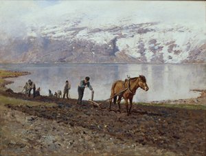 Ploughing with Horses by Otto Ludvig Sinding