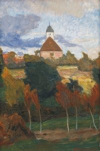 View of the Worpswede Church by Otto Modersohn