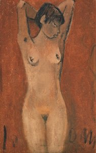 Female Nude on a Brown Background by Otto Mueller