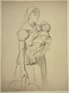 Farmwoman with Child by Otto Scholderer
