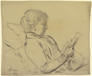 Luise Scholderer, Reading a Newspaper by Otto Scholderer