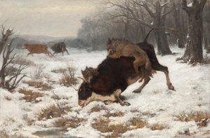 A Cow Attacked by Wolves by Otto von Thoren