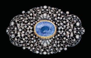 Ottoman diamond and sapphire inset brooch by Ottoman School