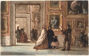 Interior with Visitors in Palazzo Pitti in Florence