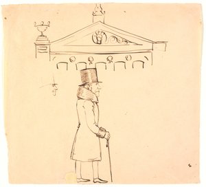 Caricature of a Fur-Clad Gentleman Outside Casino by P.C. Skovgaard