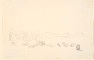 Cows on the Common, with Tagens Mill in the Background by P.C. Skovgaard
