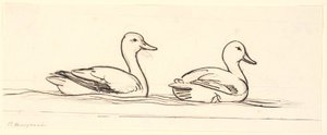 Two Ducks. Decorative Draft. by P.C. Skovgaard