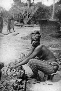 A Gold Coast potter and her clay, Ghana, West Africa, 1922