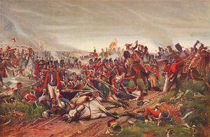 French cuirassiers charging a British infantry square at the Battle of Waterloo by P Jazet