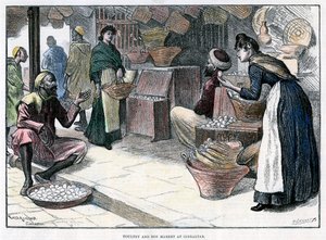 Poultry and egg market in Gibraltar, c1880