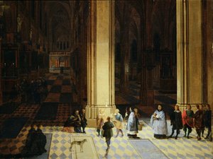Interior of Antwerp Cathedral by Night, mid-17th century