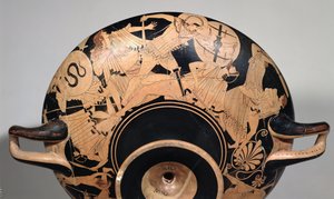 Detail of an attic red-figure cup depicting scenes from the Trojan War, c.490 BC