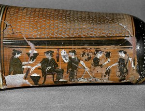 Onos or Epinetron, a Protective Groove from Hip to Knee Greek Women Used When Spinning Attributed to the Painter of Diosphos by Painter Diosphos
