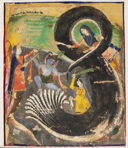 Krishna and the Naga Kaliya by Pakistani School