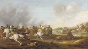 A Cavalry Skirmish by Palamedes Palamedesz