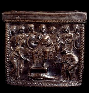 Paleochristian Art: Silver reliquary box known as Capsella de San Nazaro - 370-397 AD by Paleo Christian