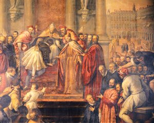 The Pope sending young Otto to Barbarossa to negotiate peace