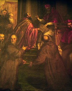Paul IV Delivering the Papal Brief of the Founding of the Order of the Crucifers (Crociferi) by Palma Il Giovane