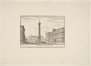 Column of Marcus Aurelius. 1. Palazzo Niccolini. 2. Palazzo del Vicegerente. 3. Monte Citorio. 4. Palazzo Chigi by Paolo Anesi