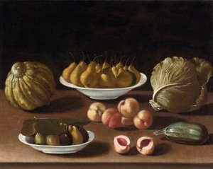 Still Life with Pears, Peaches, Figs, a Melon, Cabbage and Marrow