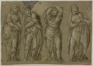 Four Standing Draped Female Figures by Paolo Farinati