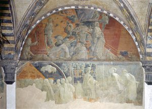 The Flood and the Subsidence of the Waters (upper section) The Sacrifice and Drunkenness of Noah (lower section) (lunette) by Paolo Uccello