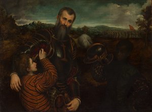 Portrait of a Man in Armor with Two Pages
