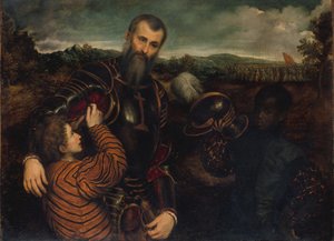 Portrait of a Man in Armor with Two Pages