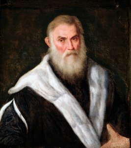 Portrait of an old man wearing a fur coat by Paris Bordon