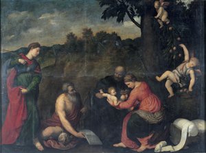 The Holy Family with Saints Jerome, Catherine of Alexandria and Angels